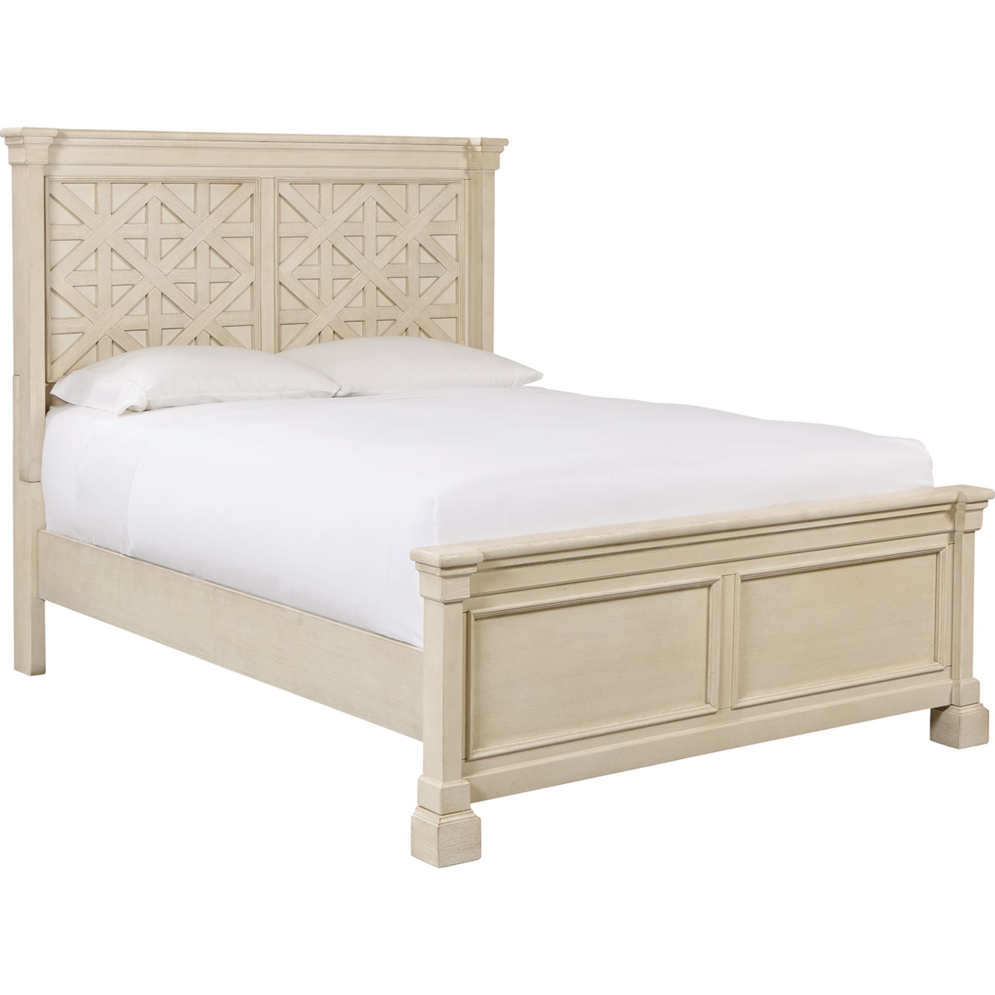 Bolanburg Panel Bed - Antique White Queen Size Bed Frame with Wooden Headboard - Perfect for Master Bedroom, Guest Room & Modern Farmhouse Decor