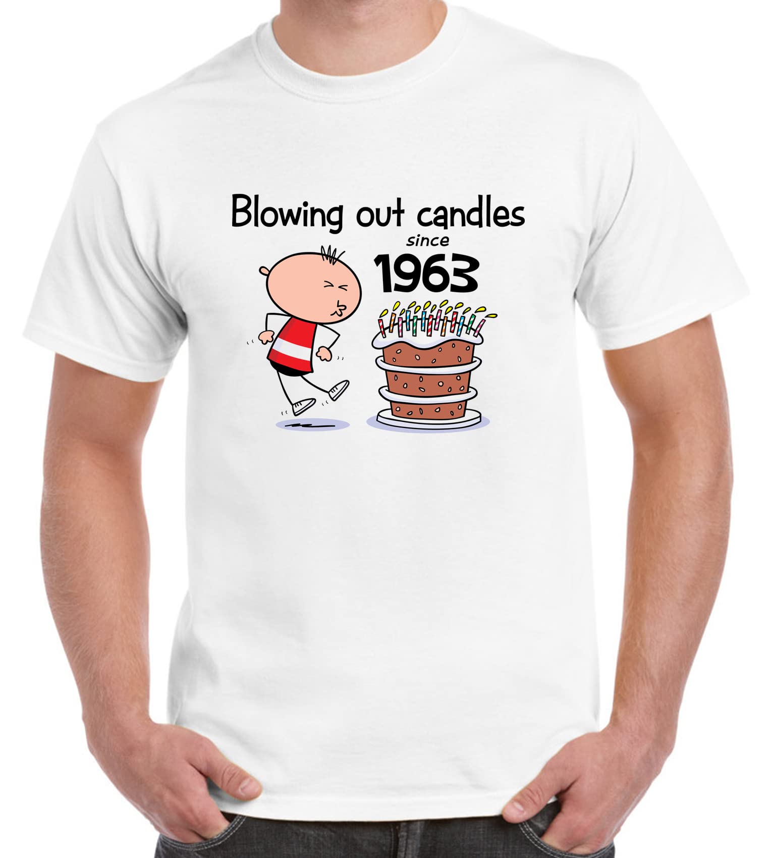 Vintage 1955 60th Birthday T-Shirt for Men - Funny Blowing Out Candles Tribal Design - Perfect for Birthday Parties & Retro Celebrations
