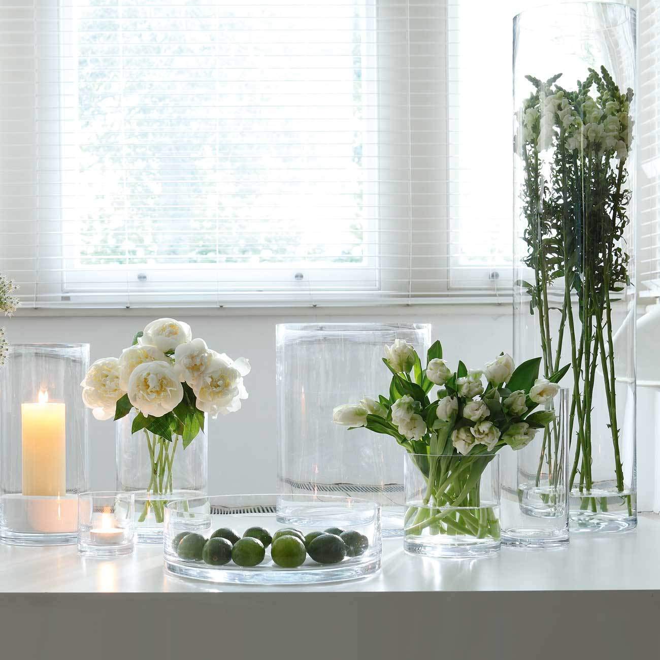 LSA International 40 cm Clear Glass Column Vase and Candle Holder for Wedding Centerpieces, Home Decor, and Event Styling