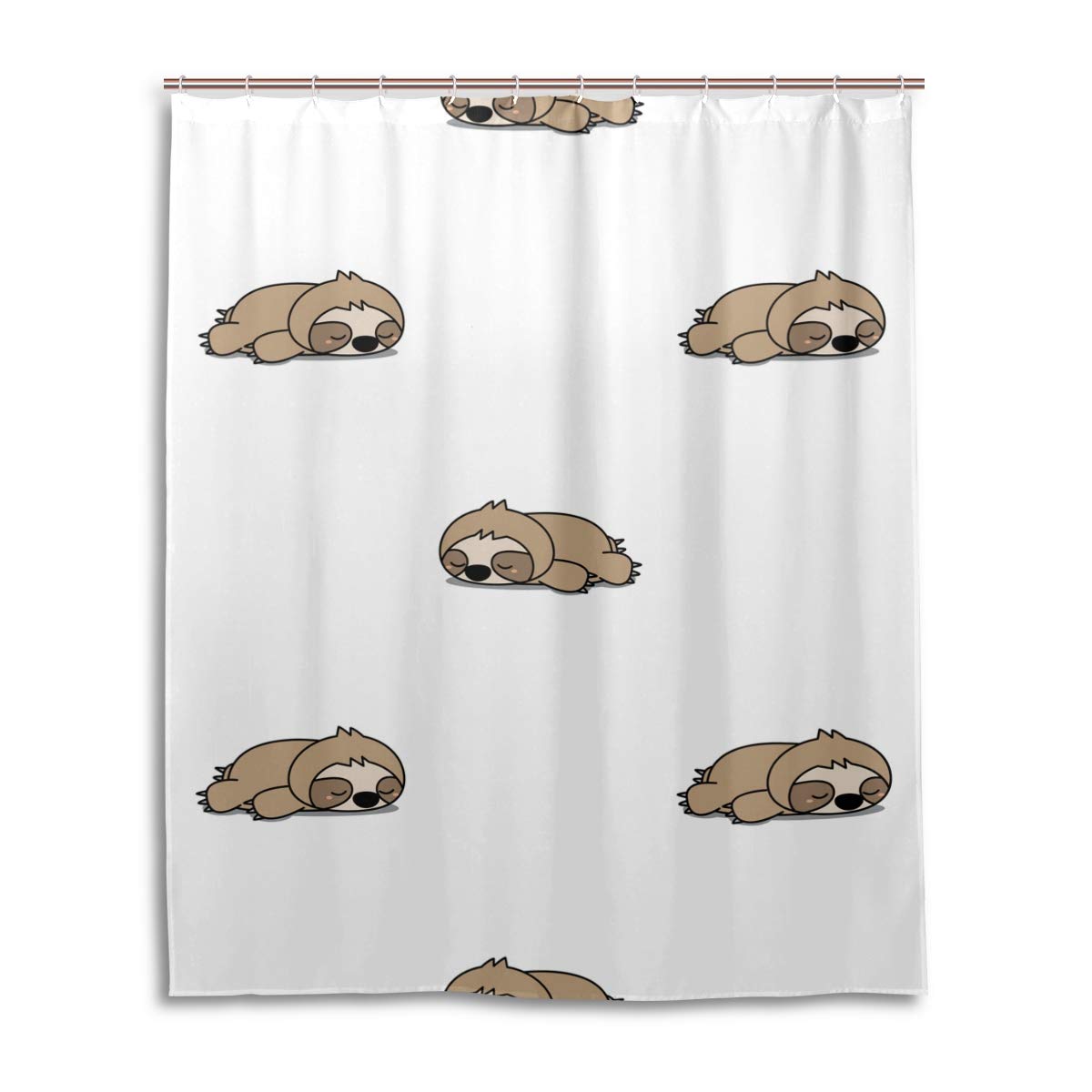 Cute Sloth Shower Curtain 60x72 Inch - Waterproof Polyester Bathroom Decor with Hooks | Tropical Jungle Theme for Kids & Adults - Perfect for Bathroom, Dorm, or Beach House Decor