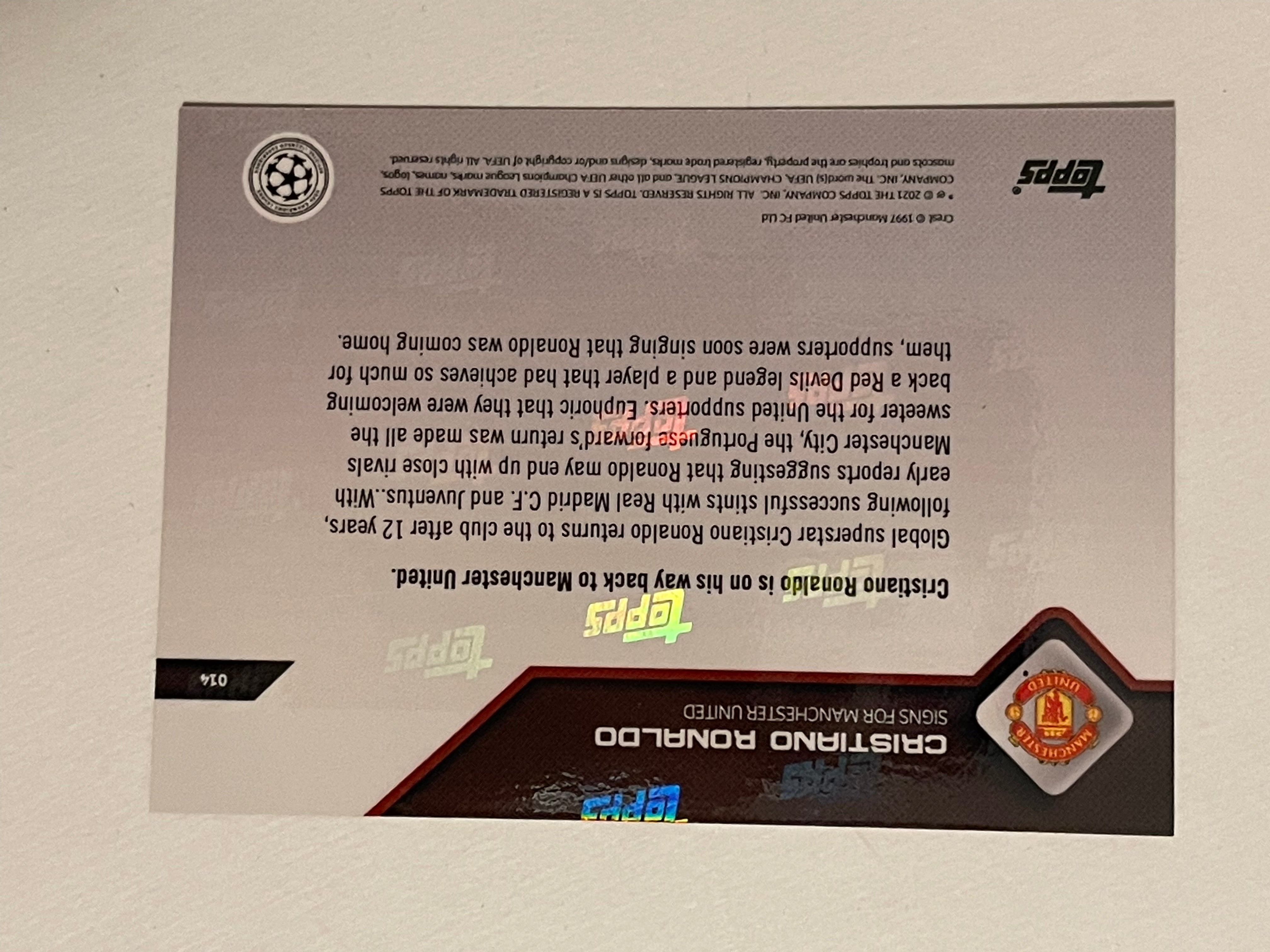 Rare Cristiano Ronaldo Topps Manchester United Soccer Trading Card - Perfect for Collectors, Fans & Sports Memorabilia Enthusiasts