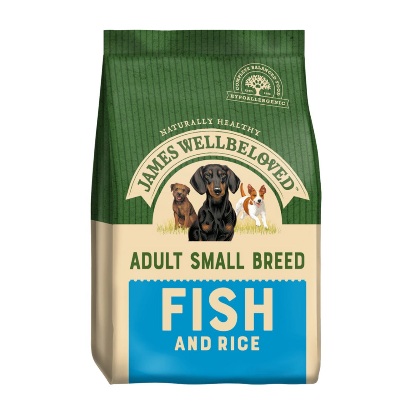 James Wellbeloved Fish & Rice Adult Small Breed Dog Food 7.5KG - Natural Hypoallergenic Dry Kibble for Sensitive Stomachs - Perfect for Indoor Dogs & Apartment Living