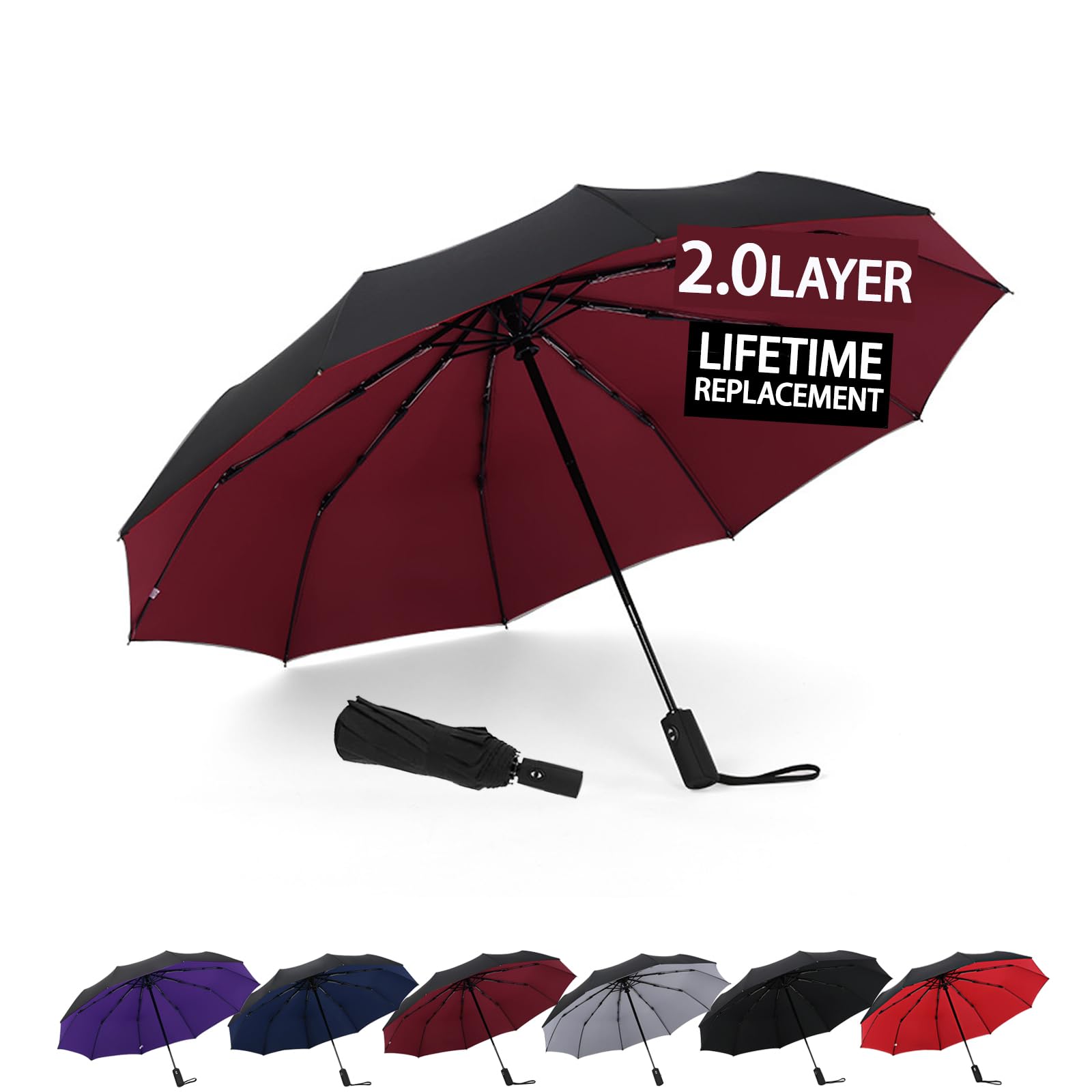 Windproof Travel Umbrella - Automatic Open & Close, Compact Folding Design, Strong Wind-Resistant for Rainy Days - Perfect for Commuting, Outdoor Activities and Travel Accessories