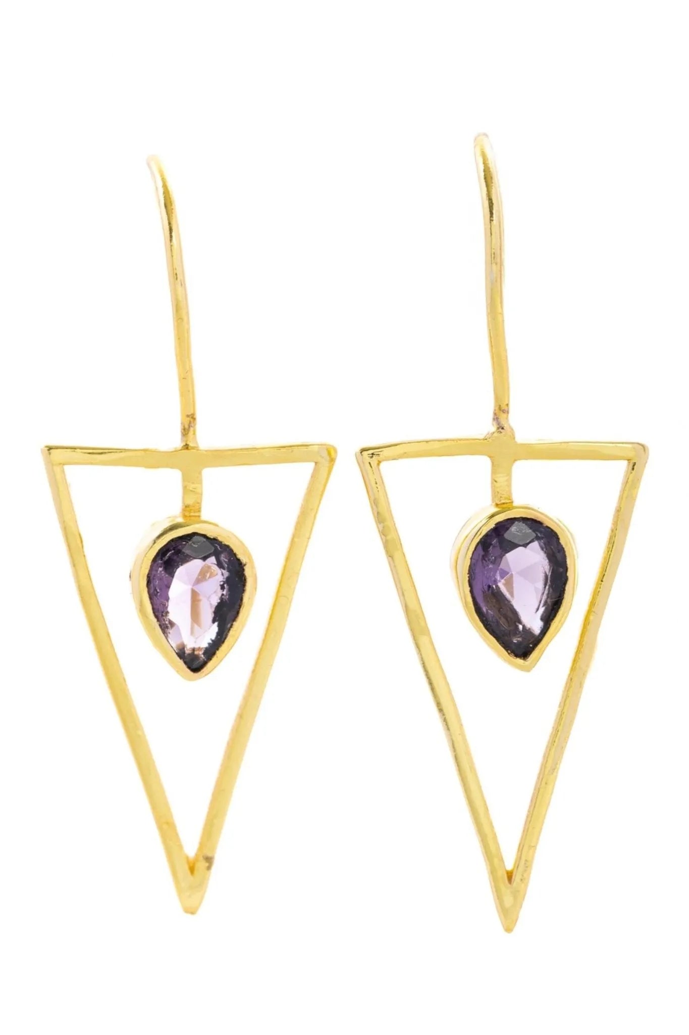 Triangle Open Frame Gemstone Earrings - Dainty Gold Geometric Studs for Women | Perfect for Parties, Weddings & Everyday Wear