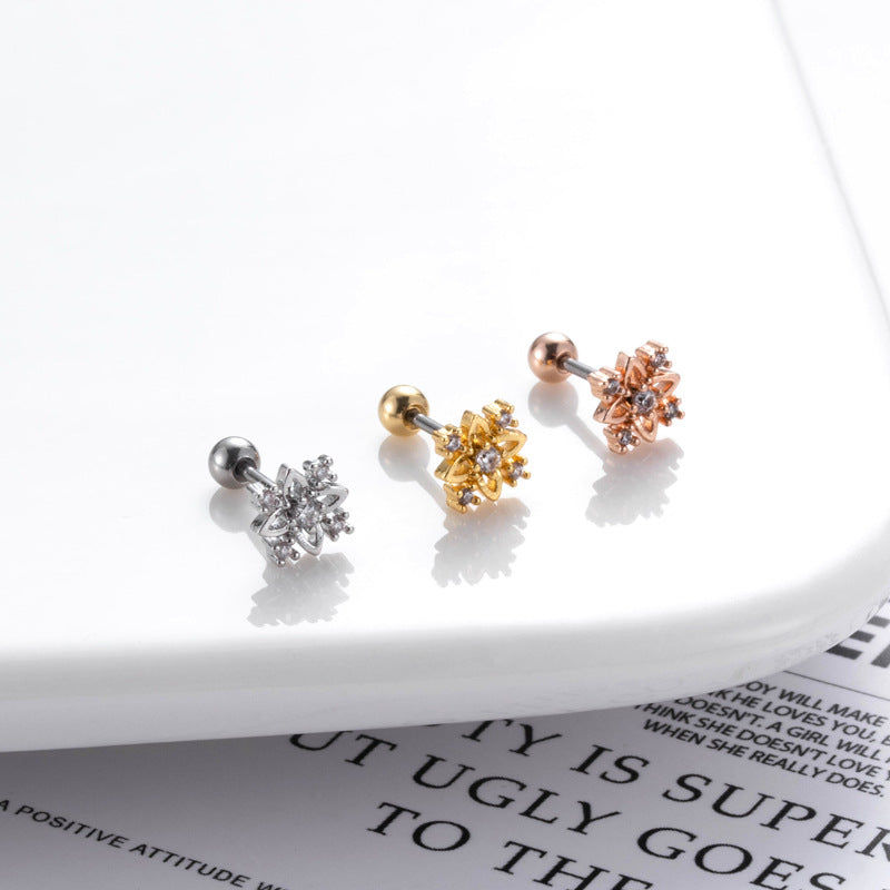 20G Cartilage Surgical Steel Flower Tiny Ball Back Earrings - Hypoallergenic Stud Earrings for Women | Perfect for Daily Wear, Parties & Gifts