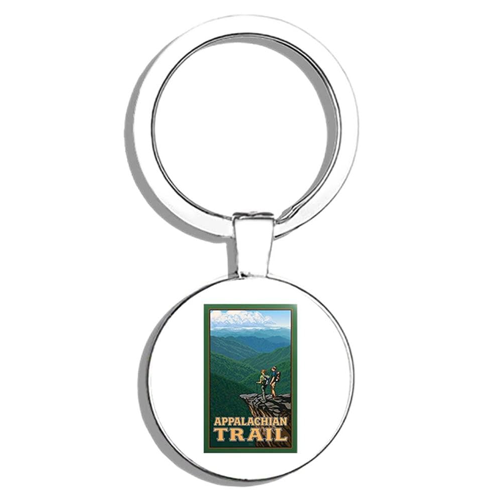 Vintage Appalachian Trail Hiking Poster Art Double-Sided Stainless Steel Keychain - Durable Key Ring Holder for Car Keys, House Keys & Key Finder (Perfect for Outdoor Enthusiasts & National Park Lovers)