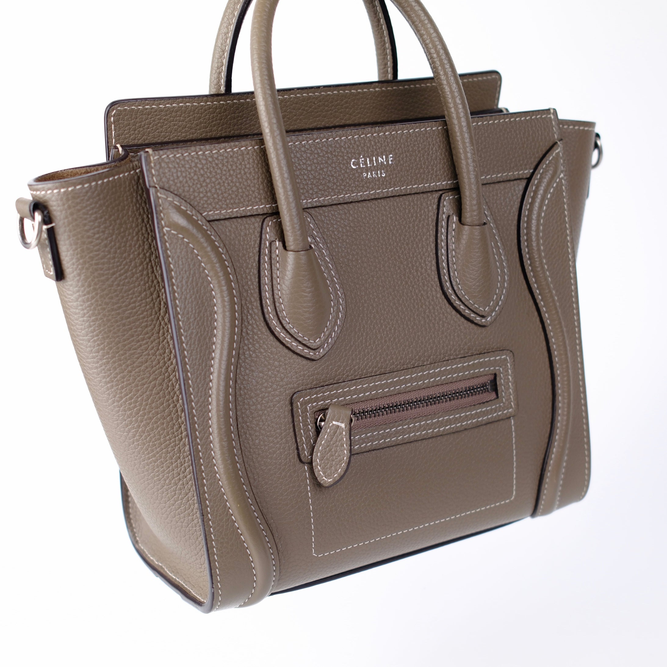 Celine Luggage Nano Bag in Taupe Calfskin Leather - Stylish & Durable Handbag for Women, Perfect for Work, Travel & Everyday Use