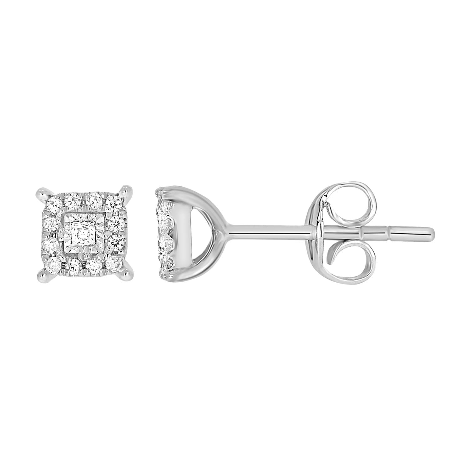 9ct White Gold Diamond Stud Earrings for Women - Elegant & Timeless Jewelry Gift for Weddings, Anniversaries & Special Occasions