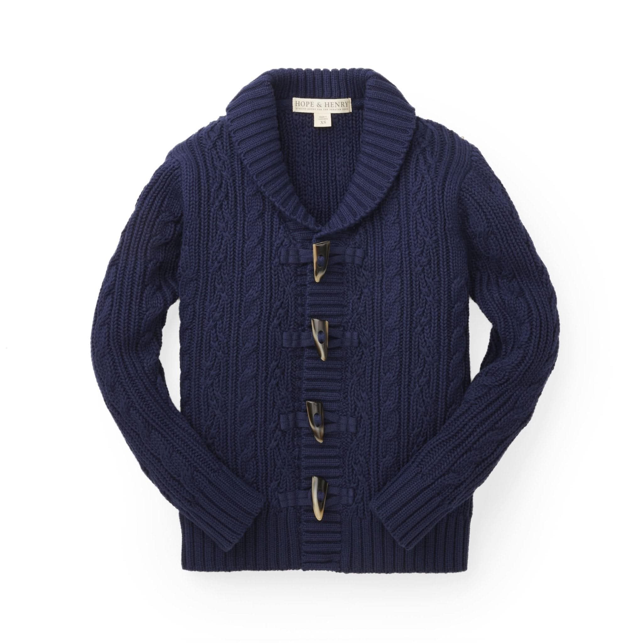 Hope & Henry Boys' Shawl Collar Sweater Cardigan - Soft Knit Pullover for Kids - Perfect for School, Holidays & Family Photos