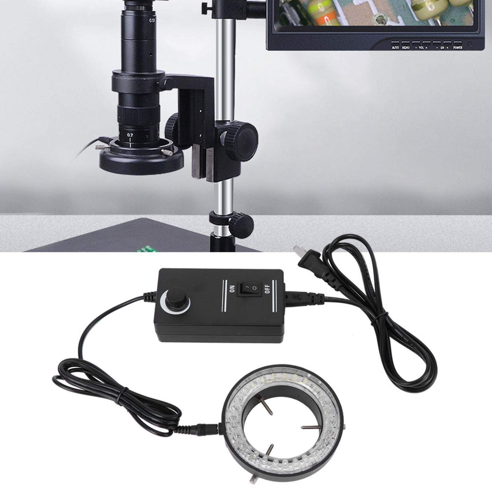 56 LED Ring Light for Stereo Microscopes & Industrial Cameras - Dimmable Microscope Lighting with Easy Installation - Perfect for Lab Research, PCB Inspection & Precision Photography