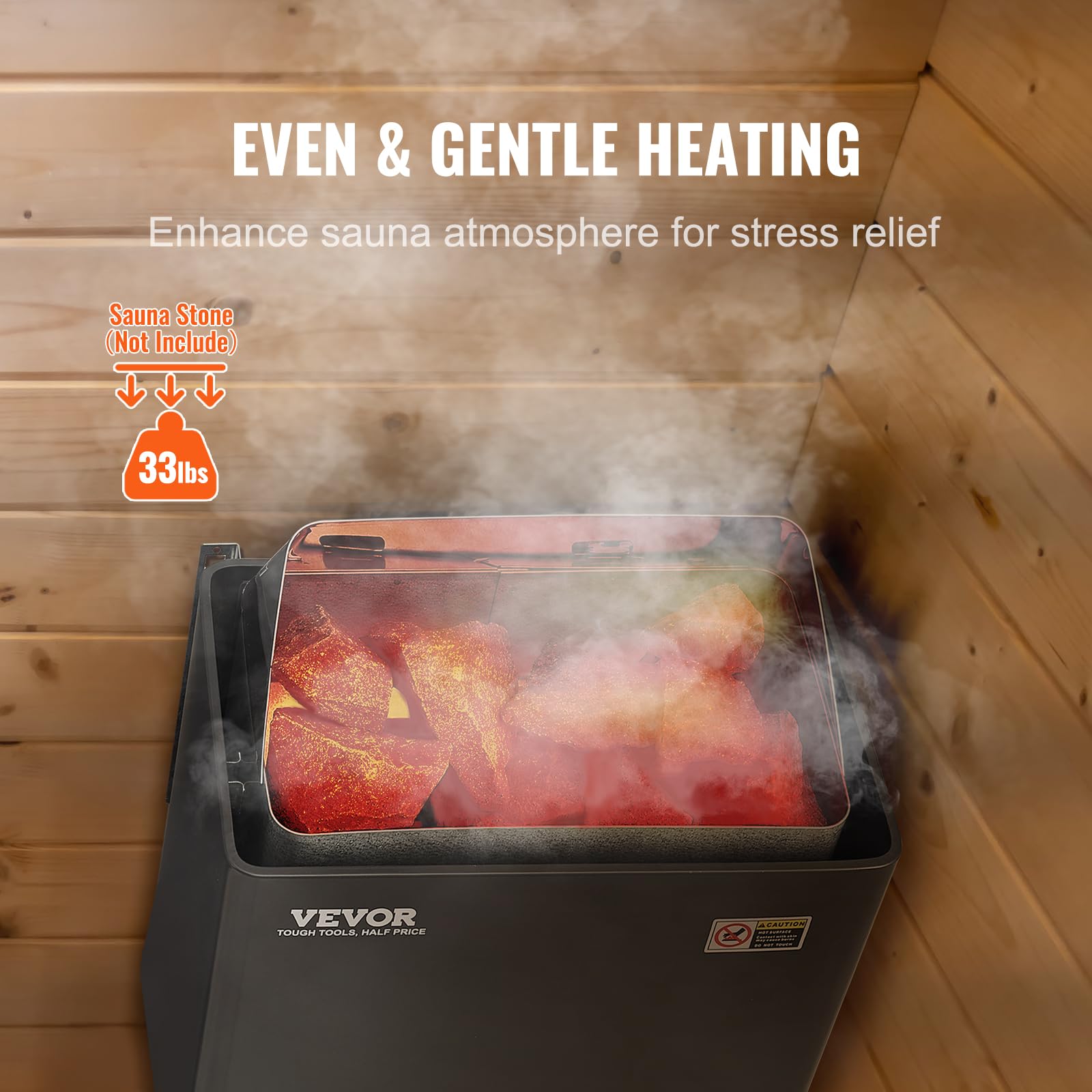 VEVOR 3KW 220V Electric Sauna Heater with Built-in Controls, 3h Timer & Adjustable Temperature (70-141 cu ft) - Home Spa, Hotel Sauna & Steam Bath Use - FCC Certified for Safety & Relaxation