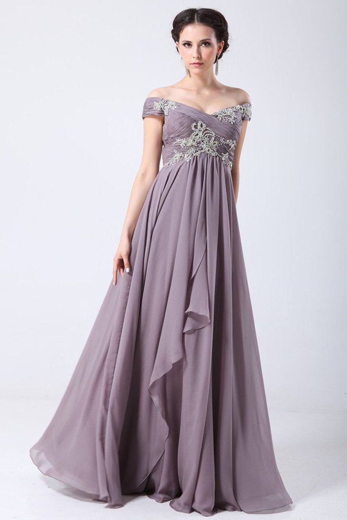 Elegant Off Shoulder Chiffon Prom Dress for Women - Formal Evening Gown for Homecoming, Wedding Guest & Special Occasions