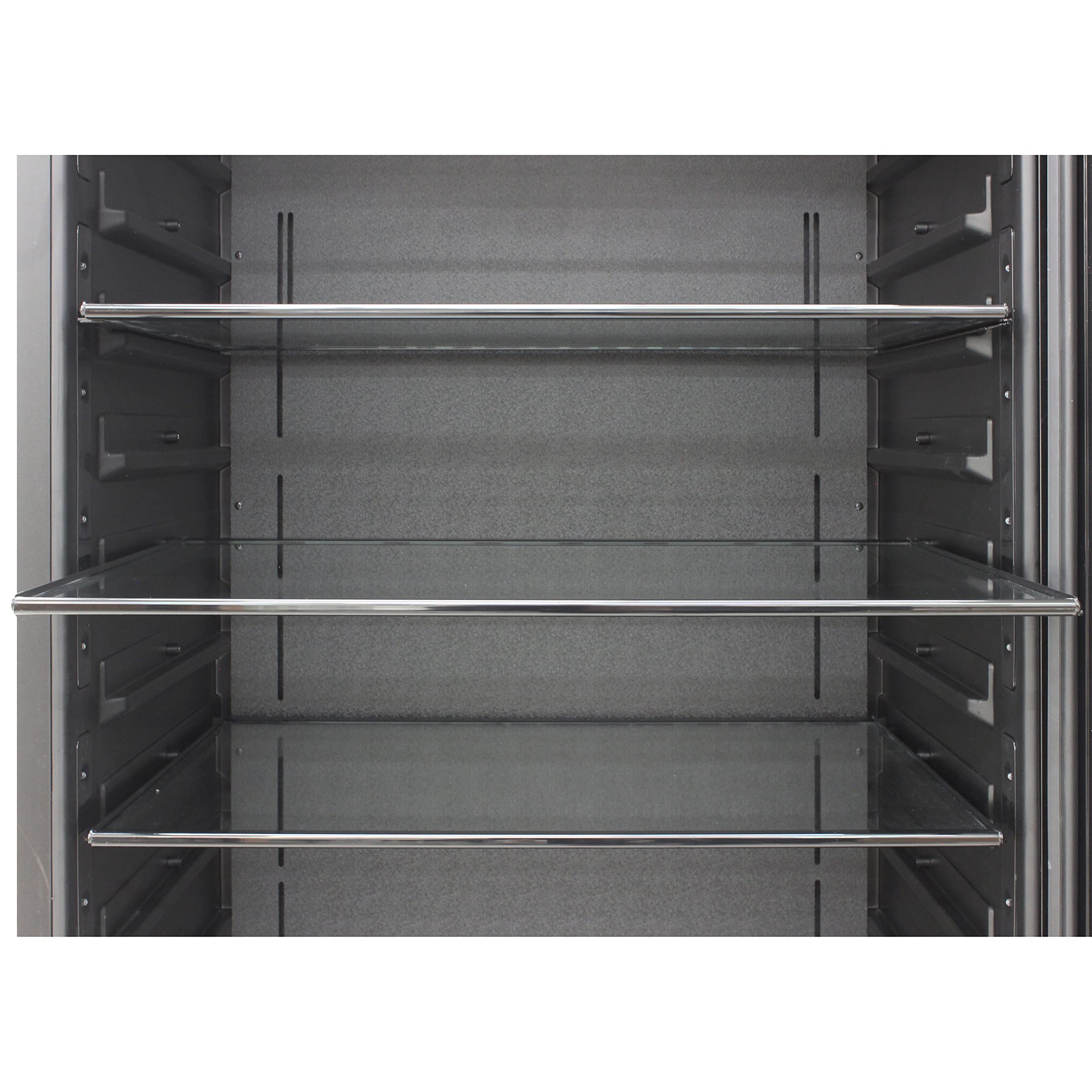 BRAMA 21 Cu. Ft. Compact Refrigerator - Black Energy Efficient Apartment Size Fridge with Adjustable Glass Shelves & Blue LED Lighting - Perfect for Small Kitchen, Dorm, Office, Garage or RV - Single Zone Cooling, 29.5 Inch Wide Space Saving Design