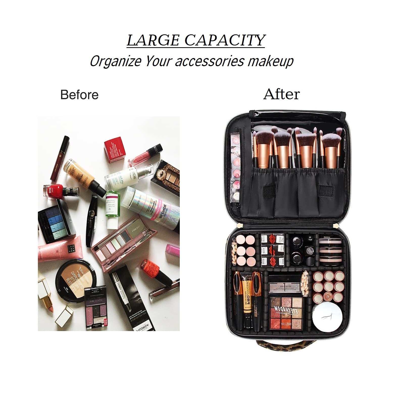 Sunaina Nylon Makeup Organizer Bag with Adjustable Compartments - Perfect for Travel & Cosmetics Storage