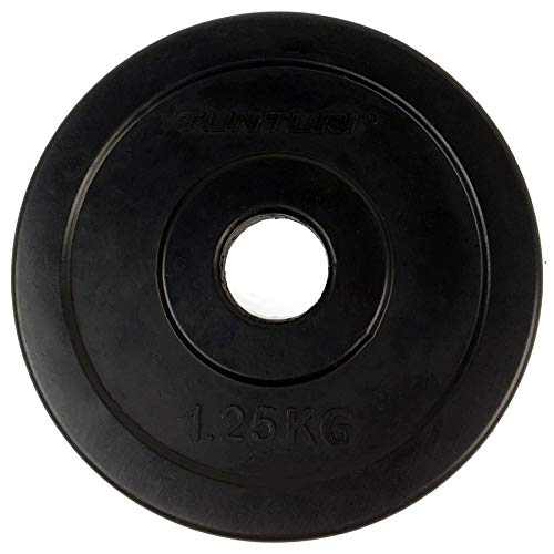 Tunturi Unisex Adult Rubber Weight Plate 20.0kg (44 lbs) - Single Black Gym Plate for Strength Training & Home Workouts