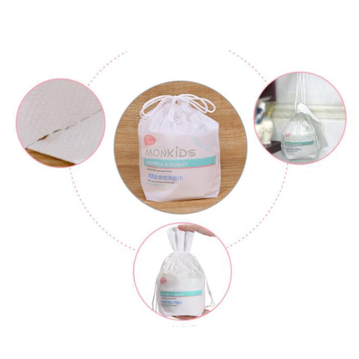 Premium Cotton Face Towels - Soft & Thickened Pearl Stripe Facial Tissues for Dry/Wet Skin Care | Gentle & Disposable | Perfect for Travel, Gym & Daily Skincare Routine