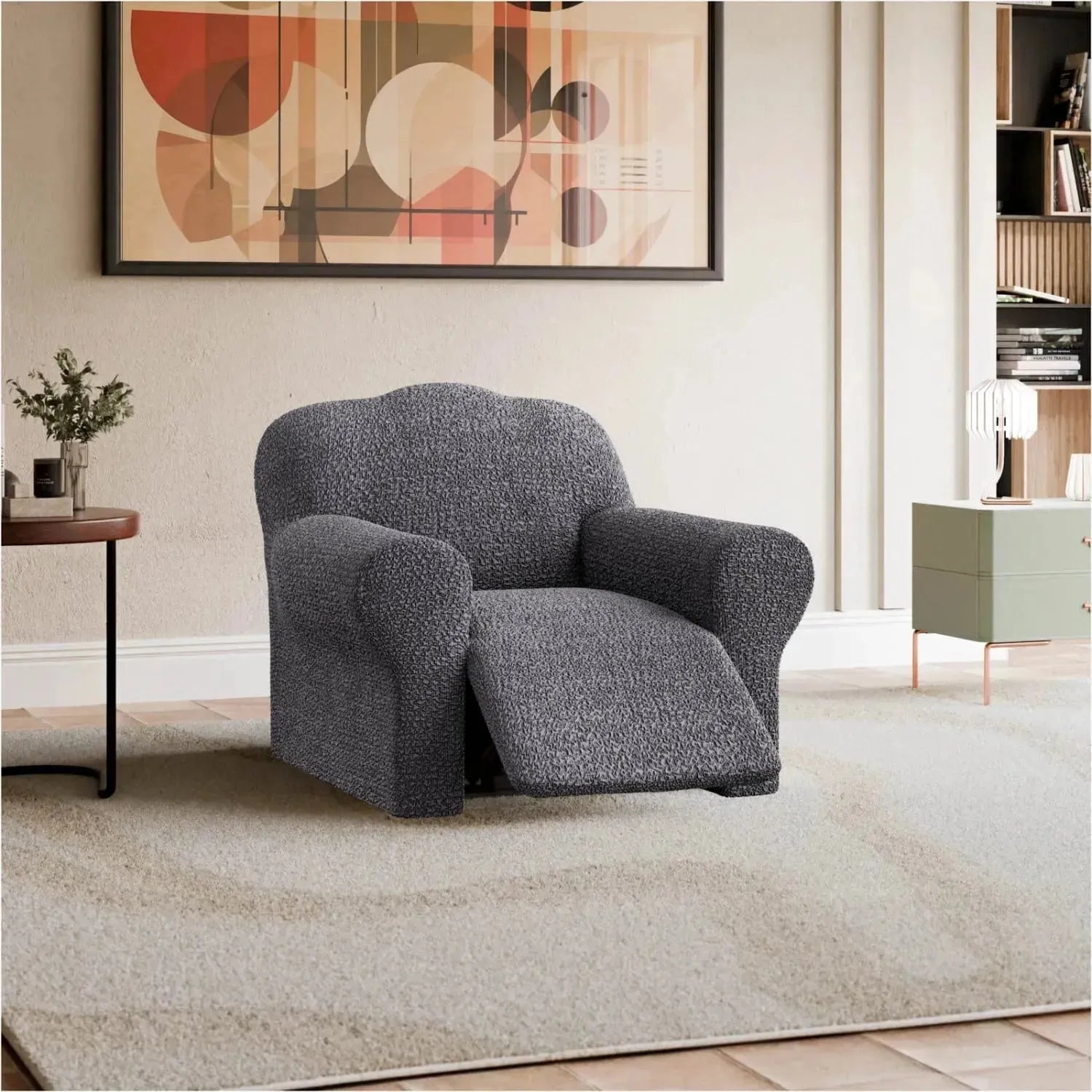 Comfortable Reclining Armchair Slipcover - Mille Righe Collection | Stretchable & Washable Sofa Cover for Living Room, Bedroom, or Home Theater