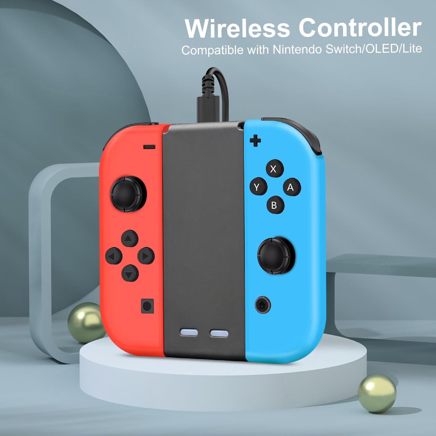 PYMENA Wireless Controller for Nintendo Switch - Compatible with Switch, OLED & Lite - Ergonomic Design with Charging Grip - Red | Perfect for Gaming, Travel & Family Entertainment