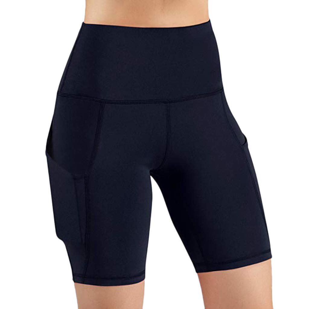 Women's High Waist Yoga Shorts with Pockets - Breathable Running Athletic Short Pants for Men & Women - Perfect for Yoga, Gym Workouts & Outdoor Activities