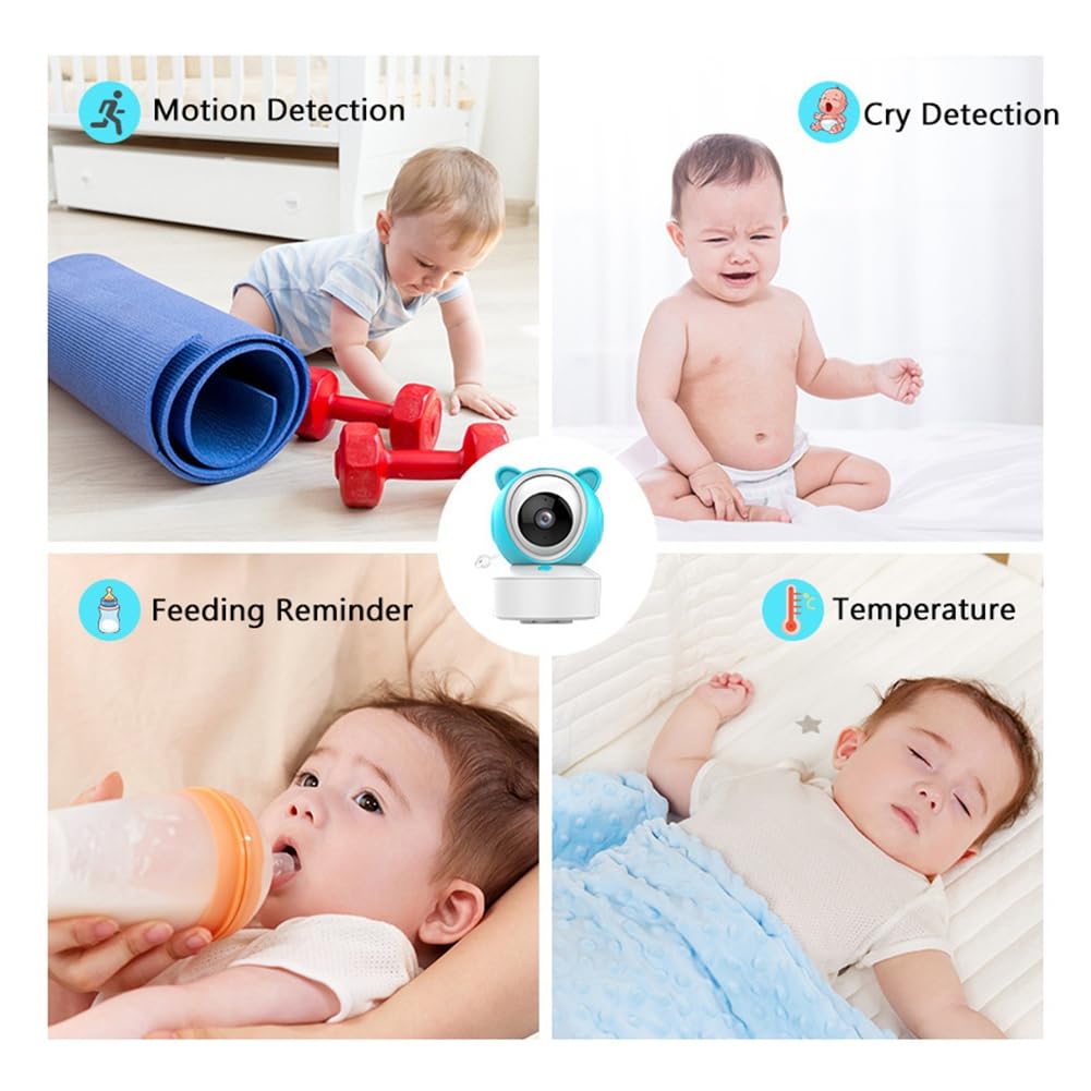 Conlanler Tuya 5 Inch 1080P Wireless Baby Monitor with HD Night Vision & PTZ - Easy Install Security Camera for Nursery, Kids Room & Home (US Plug) - Perfect for New Parents, Child Safety & Remote Monitoring