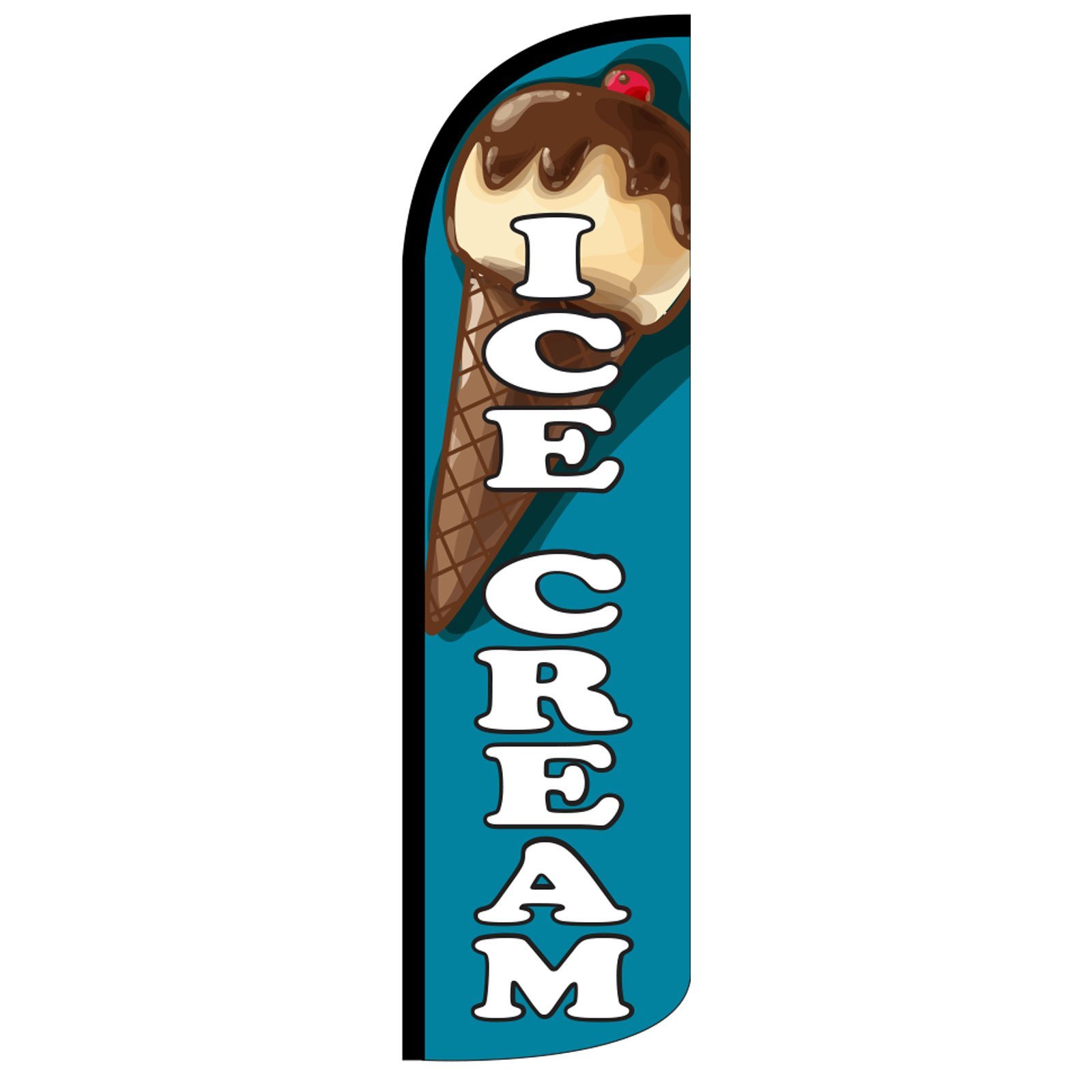 NEOPlex 12-Foot King Size Windless Swooper Feather Flag for Ice Cream Shops - Durable Outdoor Advertising Banner for Business Promotion, Events, and Grand Openings