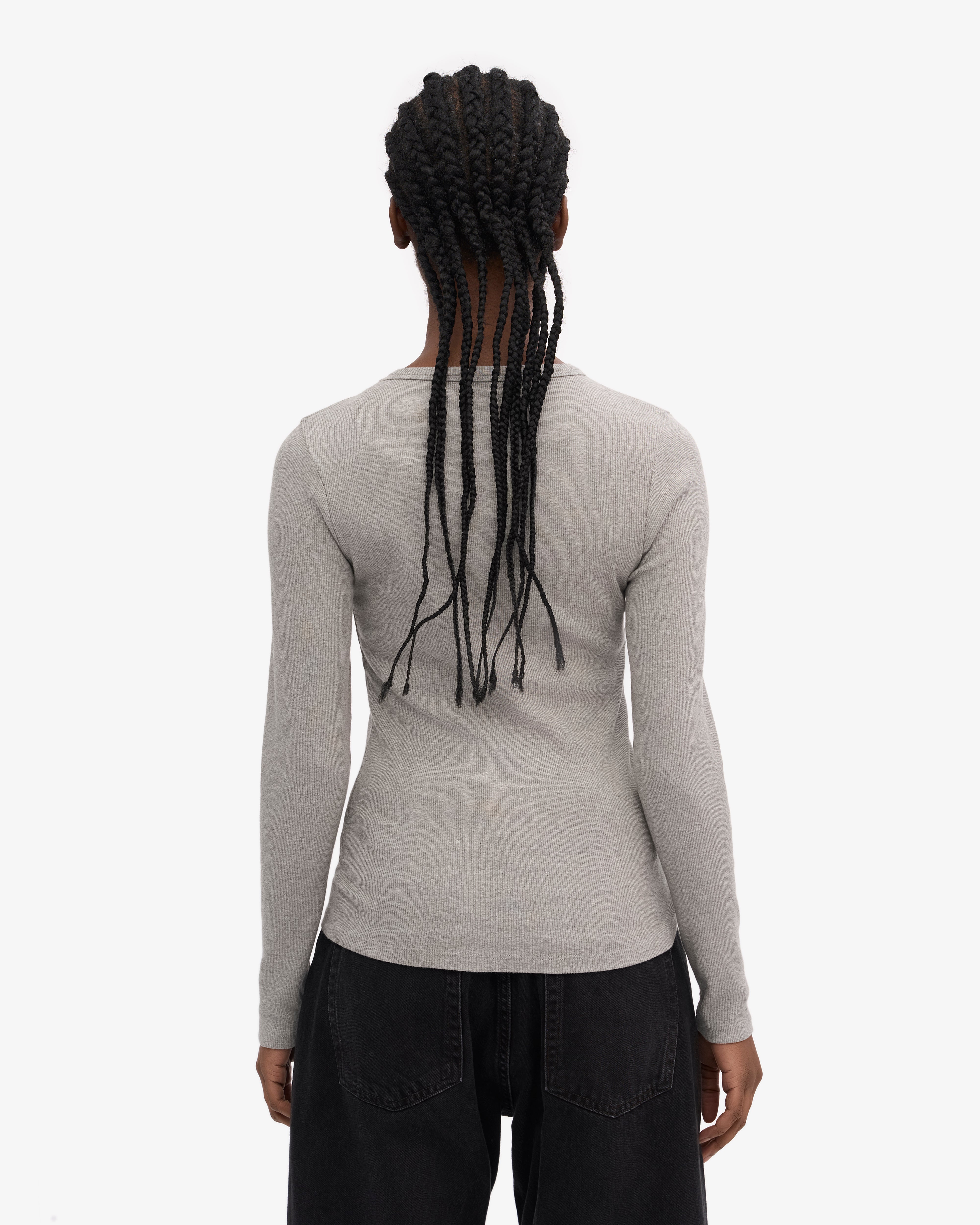 Organic Long Sleeve T-Shirt for Women - Soft Heather Grey Cotton Top - Perfect for Casual Wear, Layering & Everyday Comfort