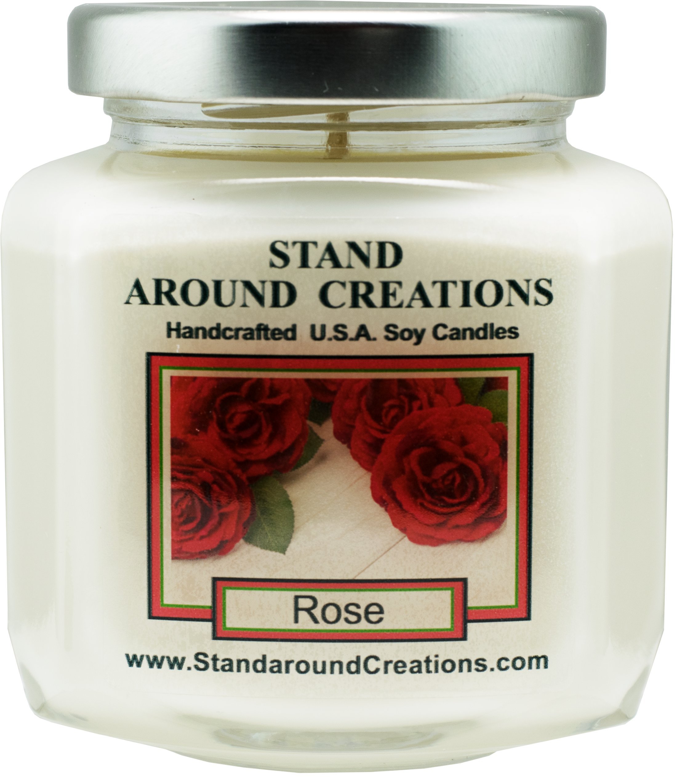 Premium 100% Soy Wax Candle - 6oz Hex Jar - Natural Rose Scented Candle with Essential Oils - Perfect for Relaxation, Aromatherapy & Home Decor