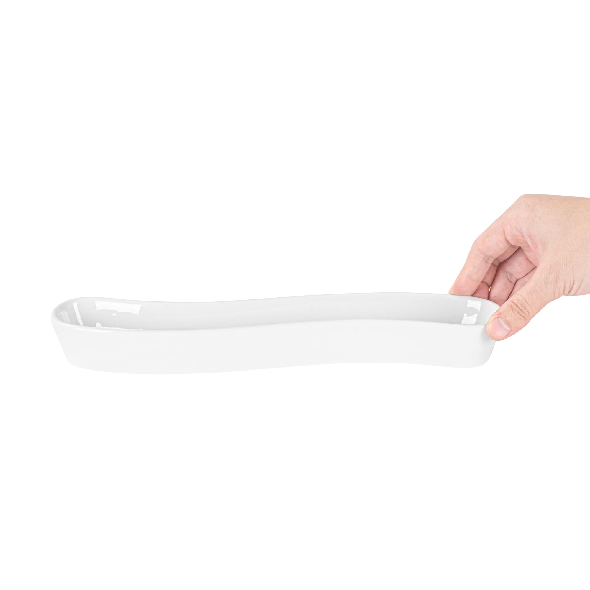 Swerve 10oz Olive Plate - White Porcelain Chip-Resistant Dishwasher Safe for Snacks & Appetizers