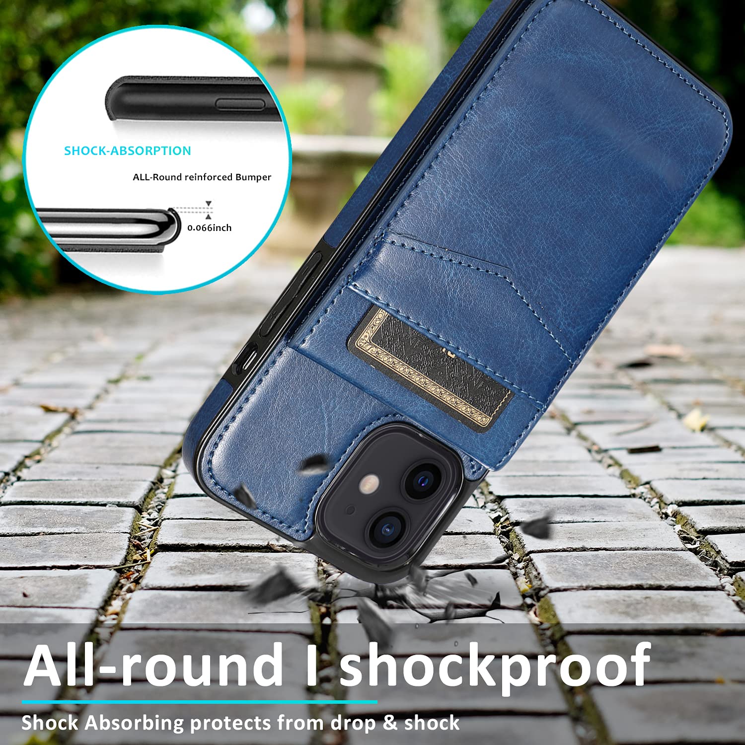 Premium iPhone 11 Wallet Case with RFID Blocking Credit Card Slots - PU Leather Protective Phone Cover for iPhone 11 (6.1 Inch) - Stylish Blue Wallet Case for Men & Women - Perfect for Travel, Shopping & Everyday Use