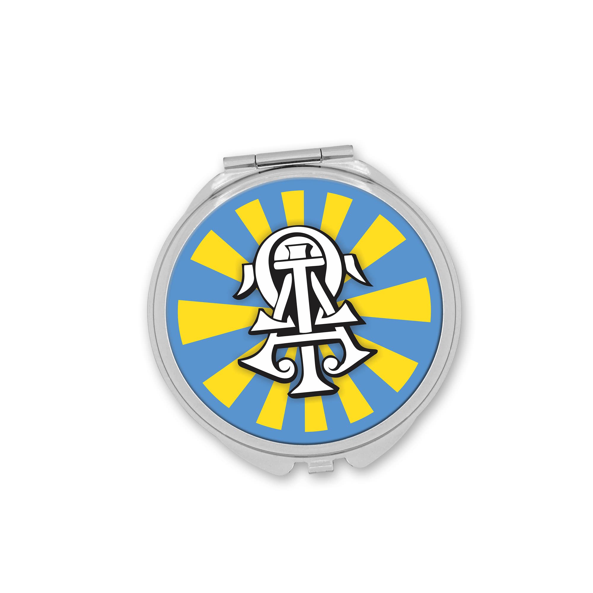 Alpha Tau Omega Fraternity Compact Mirror - Double-Sided Portable Makeup Mirror with Cosmetic Pocket, Round Design for Travel & Touch-Ups | Perfect for College Students, Sorority Sisters & On-the-Go Beauty