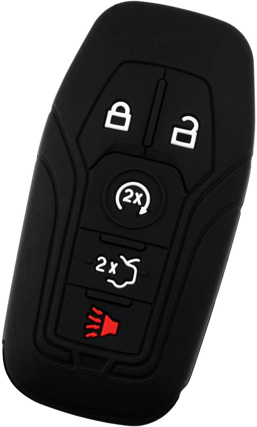 Silicone Rubber Key Fob Cover for Ford Fusion Mustang Edge F150 Lincoln MKZ MKC - 4 Button Smart Remote Key Protector - Durable & Anti-Scratch Car Key Case Holder for Daily Use & Outdoor Protection