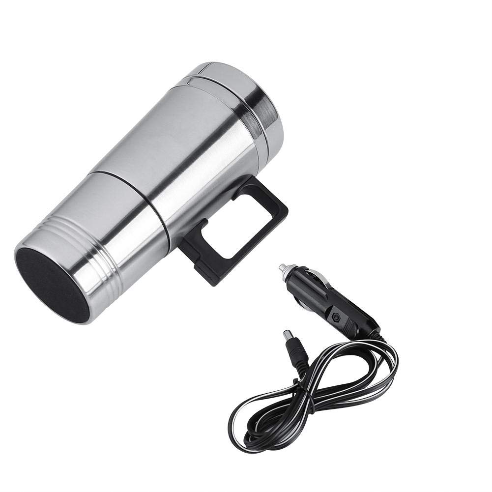 12V/24V Car Heated Travel Mug with Lid - Auto Coffee Warmer for Commute, Office & Road Trips - USB Rechargeable Heated Cup for Hot Beverages On-The-Go
