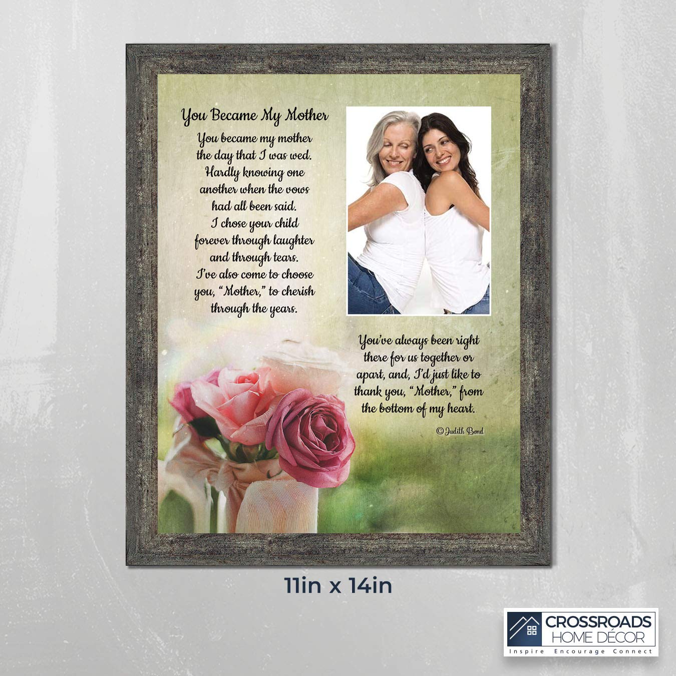 Crossroads Home Décor Gifts for Mother-in-Law - Thoughtful Daughter-in-Law Present with 'You Became My Mother' Engraving (5002BW) - Perfect for Holidays, Birthdays & Special Family Occasions
