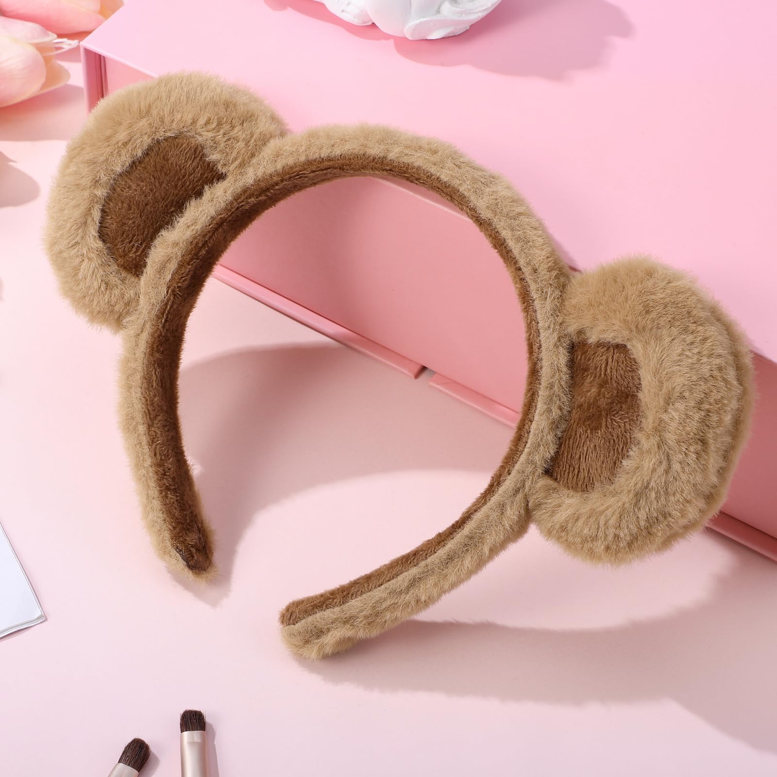 Cute Bear Ears Headband for Women & Girls - Soft Animal Hairband for Face Washing, Spa, Makeup, Party & Cosplay - Adjustable Hair Hoop Headwear Accessories (Great for Halloween, Costume Parties & Self Care Routines)
