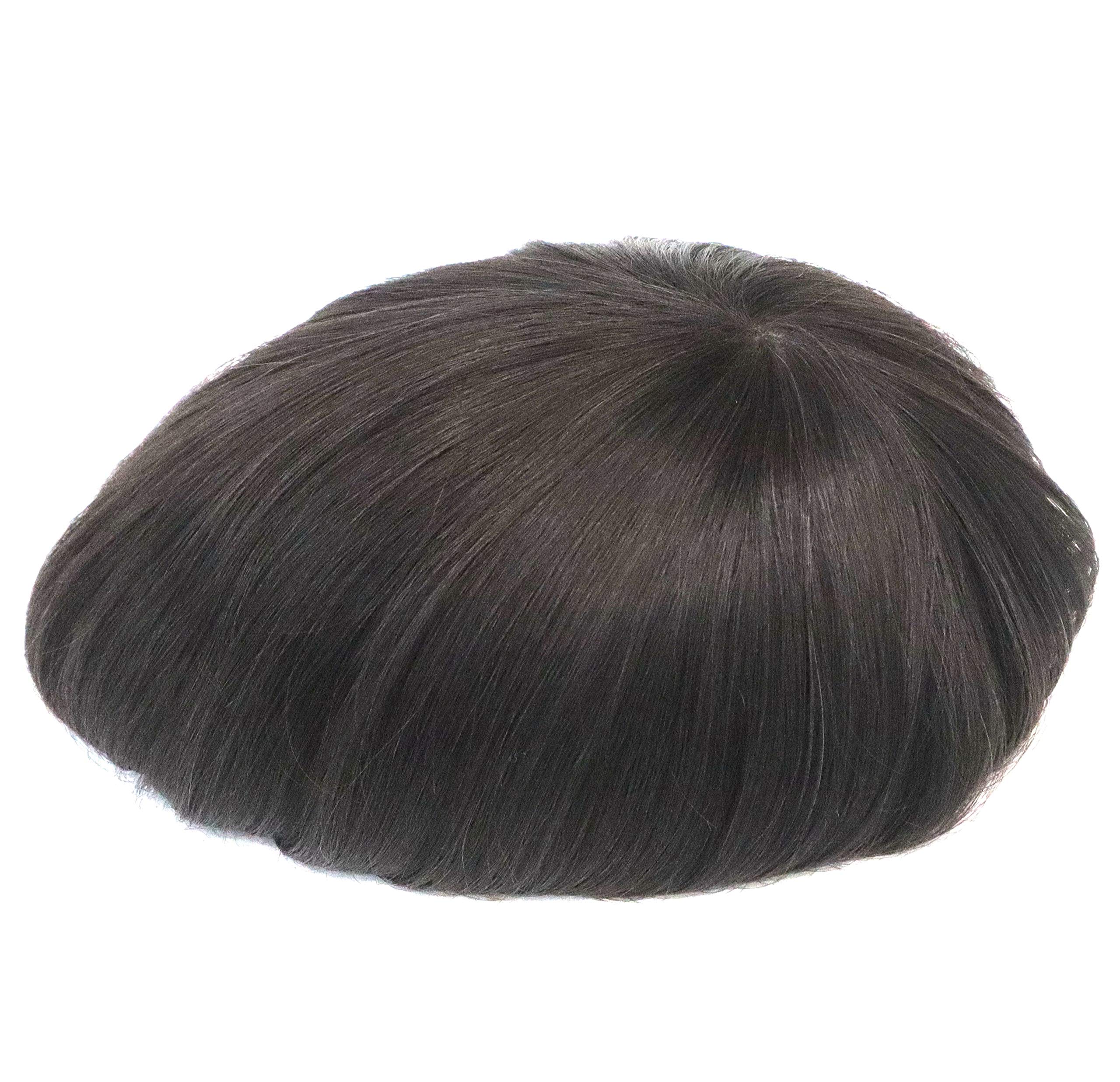 Premium Men's Hair Replacement System - Real Human Hair Toupee with Poly Skin Base, Natural Straight #3 Color | Perfect for Thinning Hair & Baldness Cover | Ideal for Daily Wear, Work, and Special Occasions