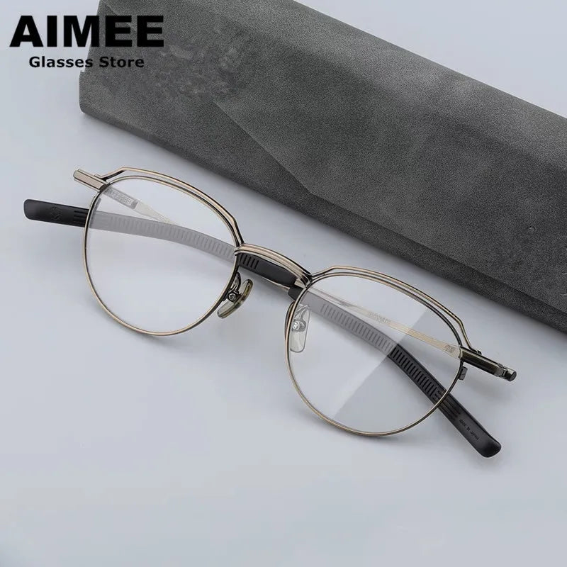 Aimee Women's Full Rim Oval Round Titanium Eyeglasses Frame 19511 - Lightweight & Durable for Work, Reading & Fashion