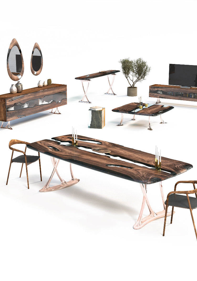 Modern Resin Credenza Sideboard Buffet for Dining Room & Living Room | Osso Collection | Stylish Storage Solution for Home Decor & Entertaining