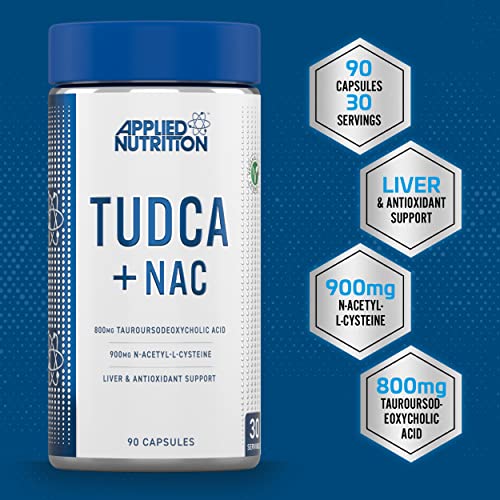 Applied Nutrition TUDCA + NAC Supplement - 90 Capsules, Liver Support & Detox, Unflavored - Ideal for Liver Health, Detoxification, and Hangover Recovery