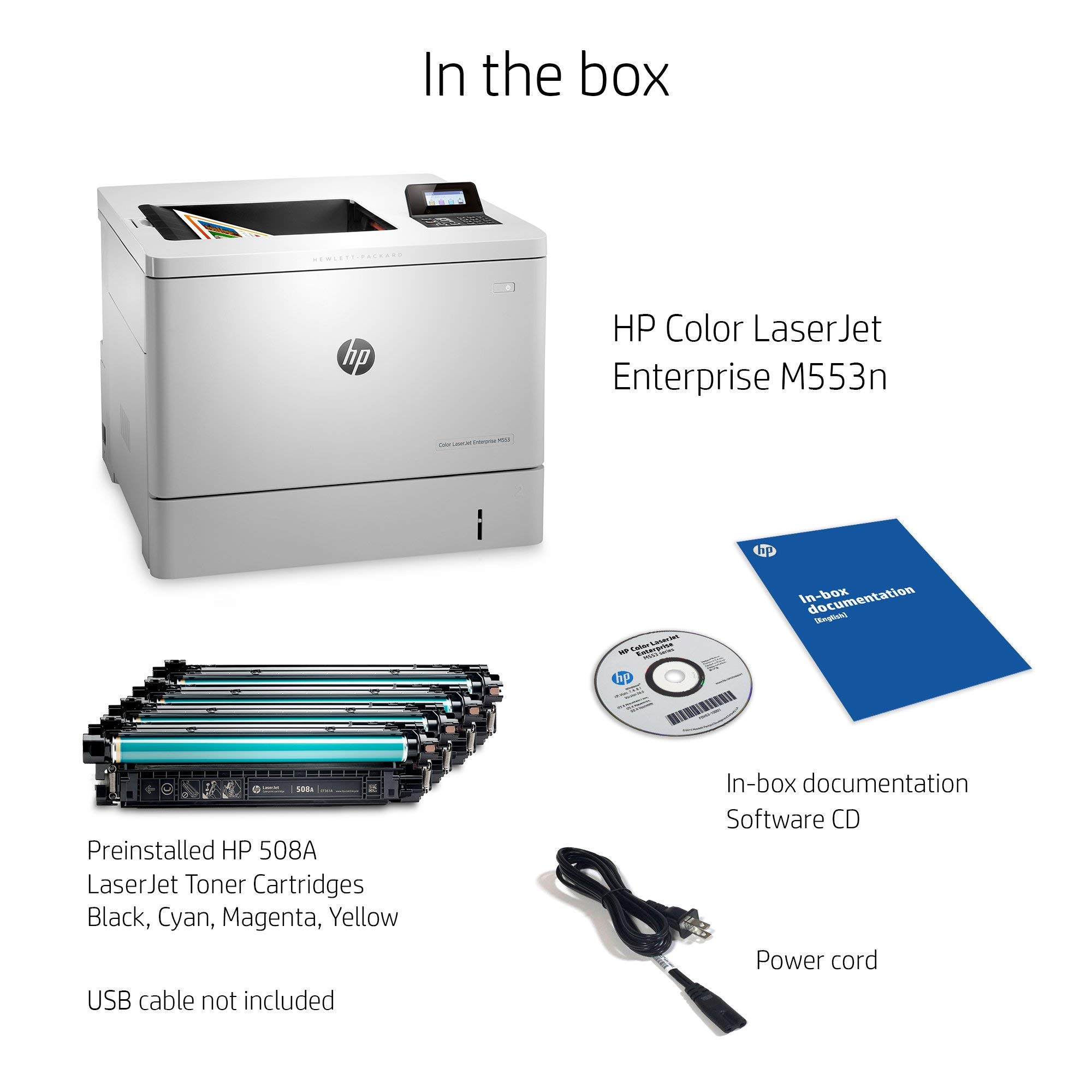 HP LaserJet Enterprise M553n Color Laser Printer - Fast Ethernet Network Printer | High-Quality Renewed (B5L24A) | Perfect for Office & Small Business Printing Needs