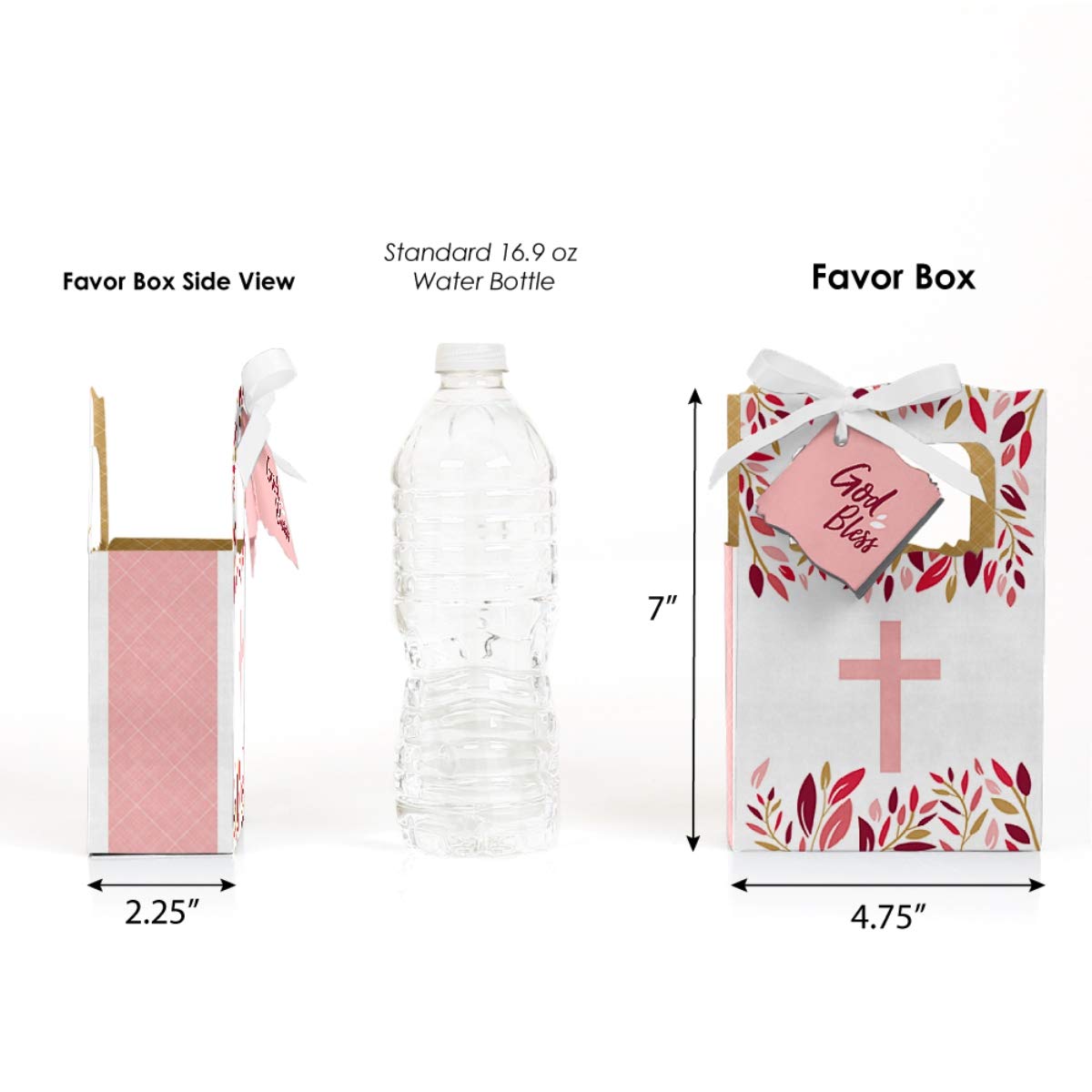 Elegant Pink Cross Party Favors - Set of 12 Religious Gift Boxes for Girls Baptism, First Communion & Christian Celebrations