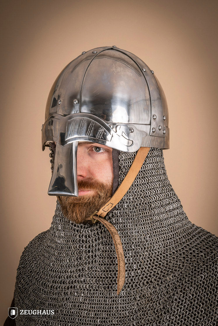 Viking Spangenhelm 2mm Polished Steel Medieval Helmet - Authentic Norse Warrior Costume for LARP, Cosplay & Historical Reenactment