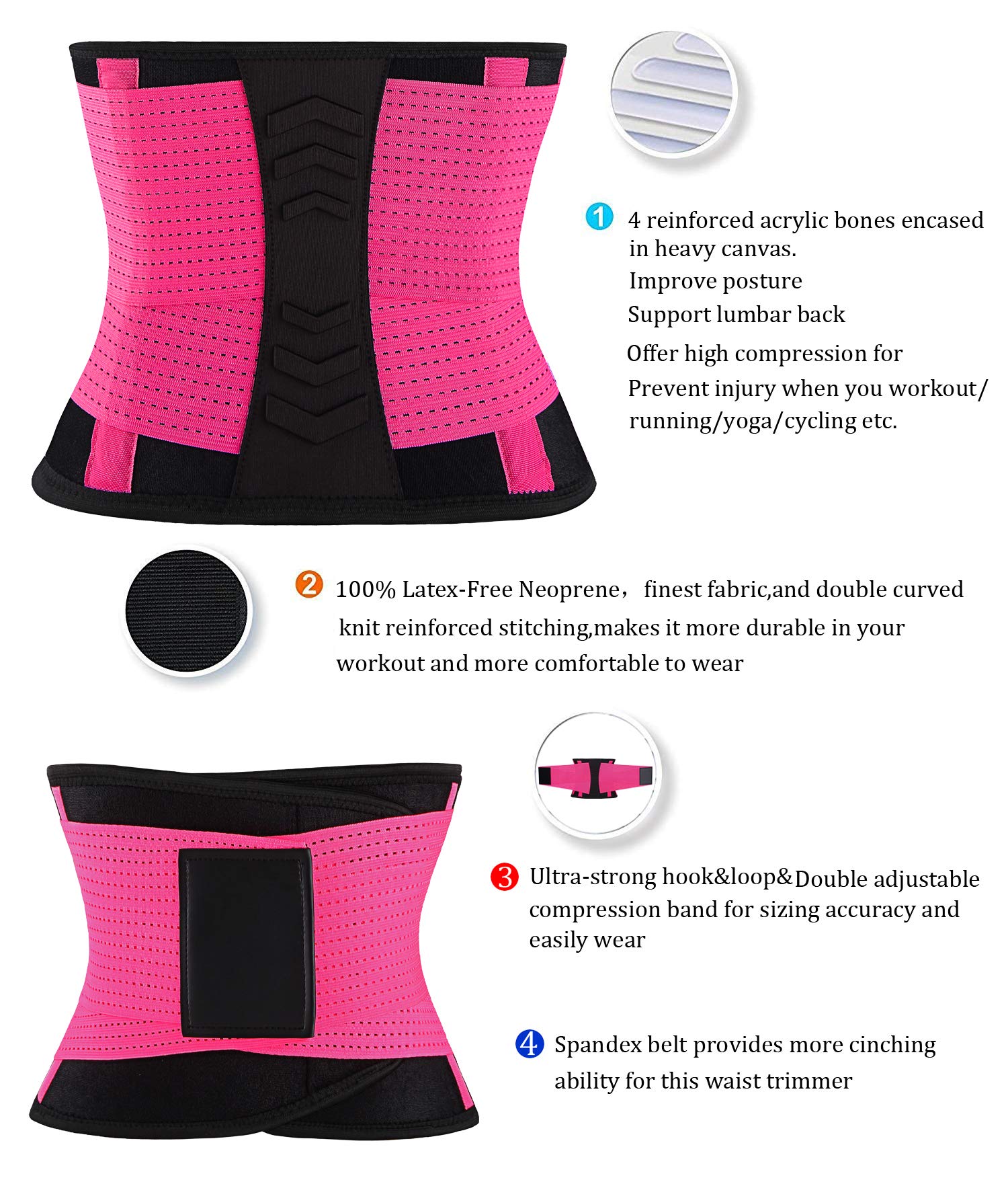 VENUZOR Waist Trainer Belt for Women - Slimming Body Shaper & Waist Cincher - Postpartum Recovery & Workout Girdle - Tummy Control Corset for Weight Loss & Gym Training (Black, Medium) - Perfect for Post-Pregnancy, Yoga & Fitness