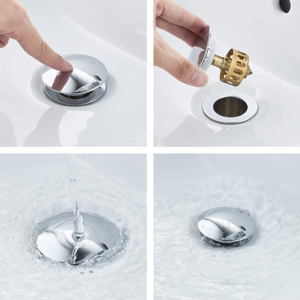 AUU Elegant Single Hole Waterfall Bathroom Sink Faucet - Solid Brass Tall Vessel Faucet with Pop Up Drain & Supply Line - Chrome Finish for Modern Bathroom & Powder Room Decor