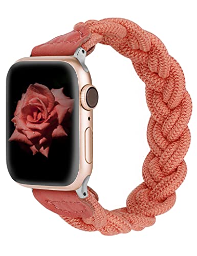 Stretchy Braided Solo Loop Band for Apple Watch 38mm 40mm 41mm 42mm 44mm 45mm 49mm - Soft Elastic Woven Bracelet Compatible with iWatch Series 8/7/6/5/4/3/2/1/SE - Perfect for Workouts, Running & Everyday Wear
