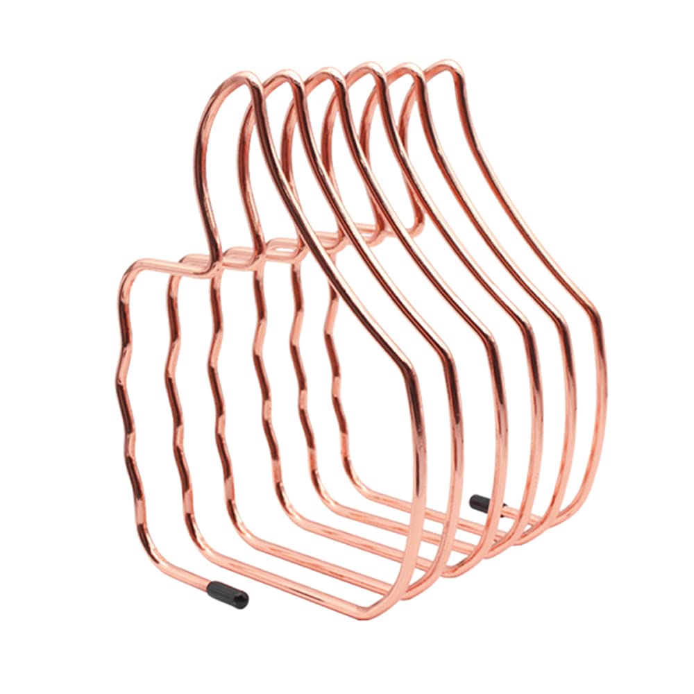 Metal 5-Slot Magazine Rack & Desk Organizer - Rose Gold File Sorter for Documents, Newspapers, Letters, Books | Home Office Decor & Finger Shelf Storage Solution