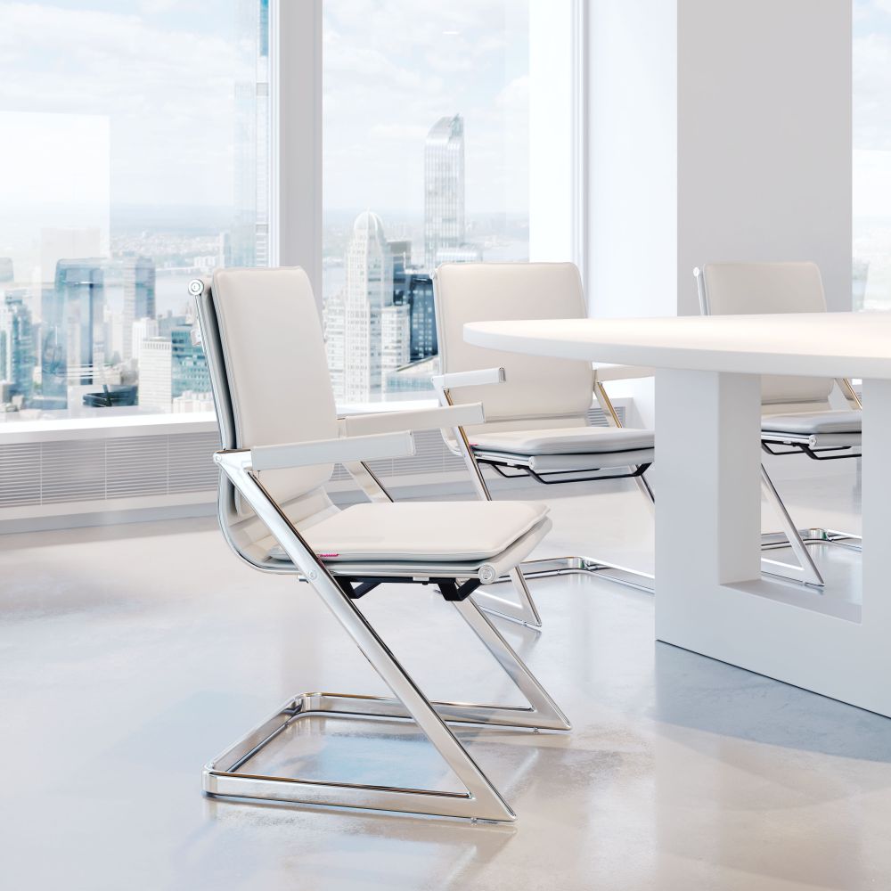 Premium ZUO Lider Plus Conference Leather Chair - Set of 2 Ergonomic Office Chairs for Executive Meetings & Home Offices - Perfect for Boardrooms, Corporate Settings & Professional Workspaces