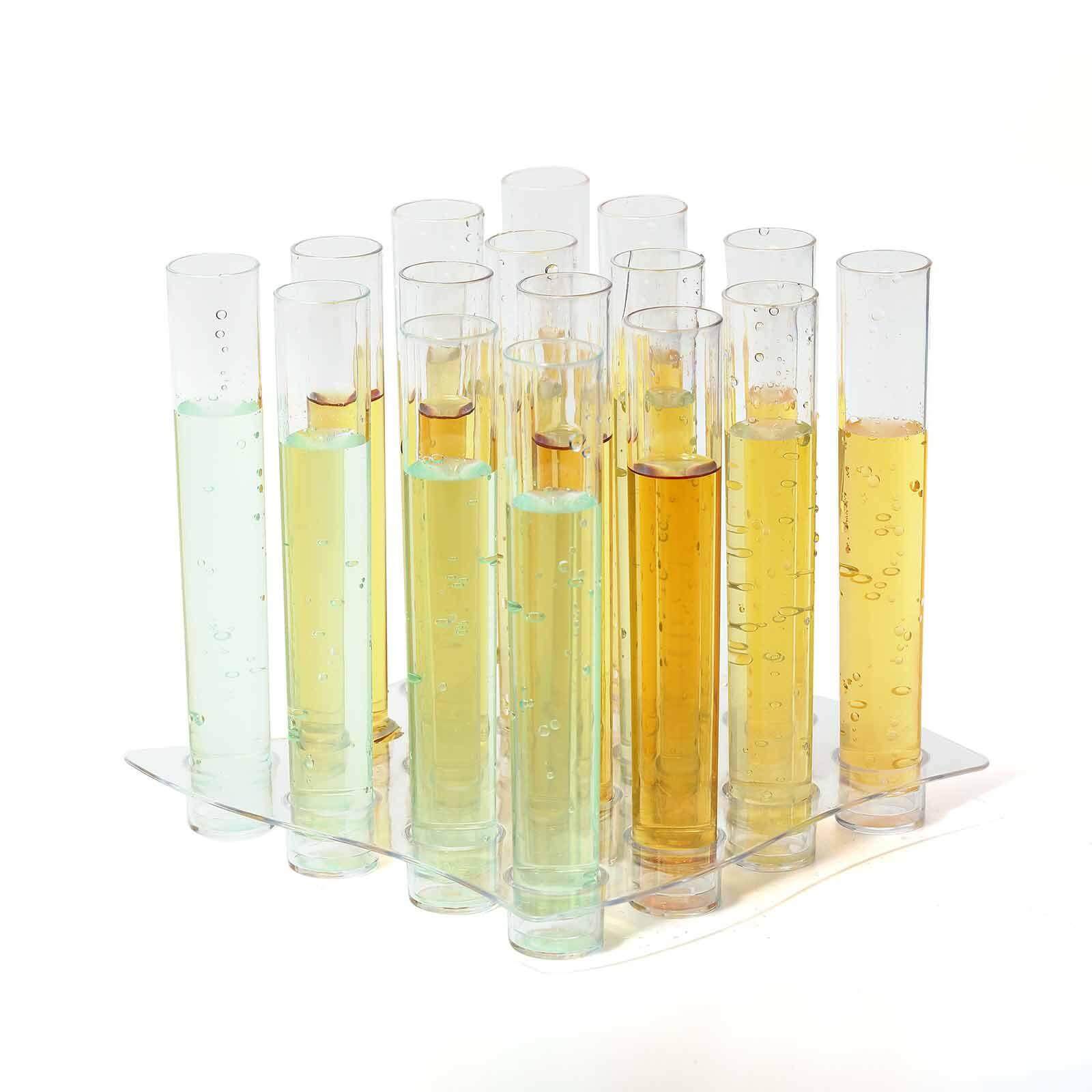 16 Pack Clear Plastic Shot Glasses - 1oz Disposable Test Tube Cups with Tray for Parties, Weddings & Events - Perfect for Cocktails, Jello Shots & Celebrations