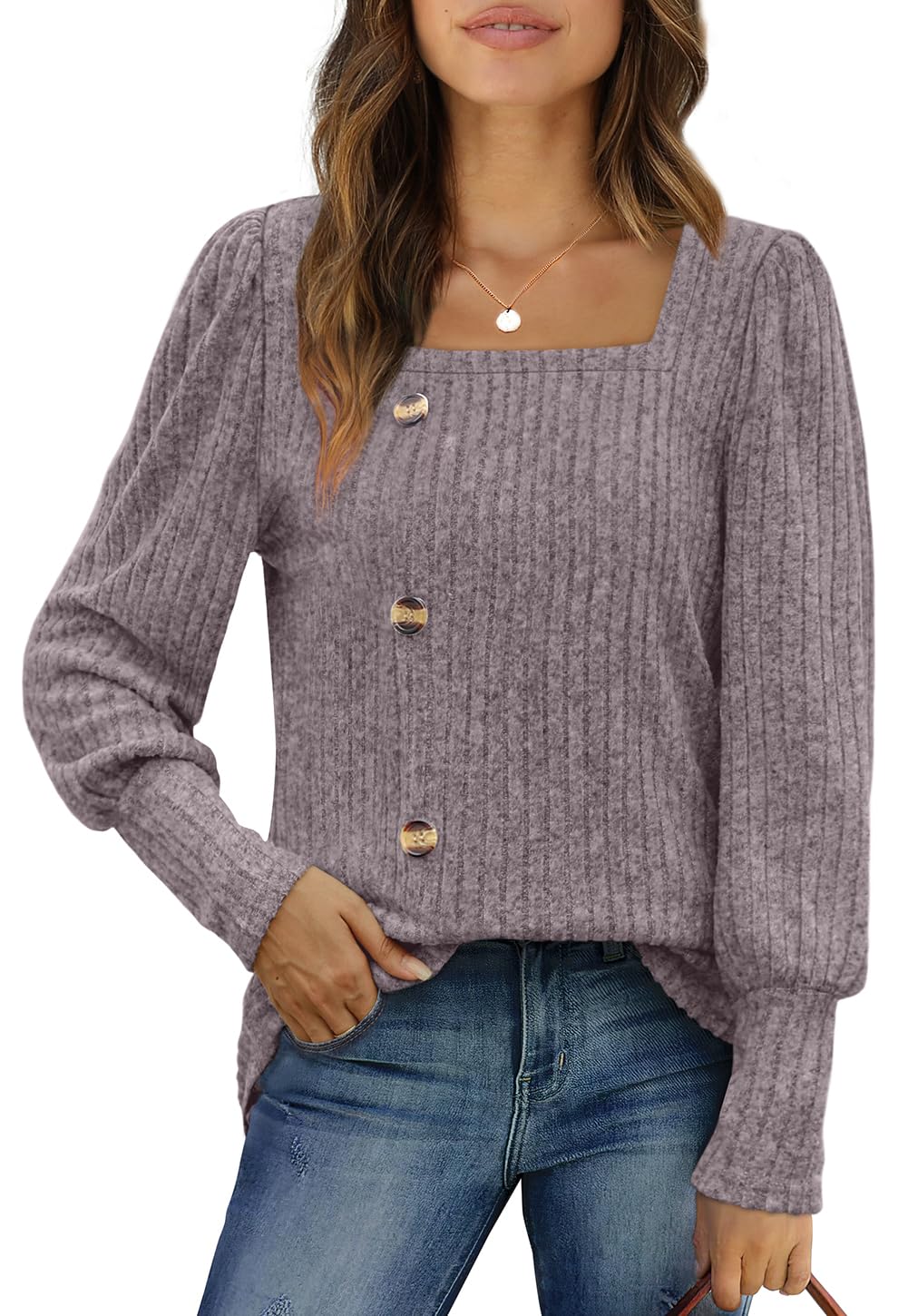 WIHOLL Women's Square Neck Sweater - Fashionable Fall Tops for Casual & Dressy Wear | Cozy Knit Pullover for Office, Date Night & Autumn Outfits (2023)
