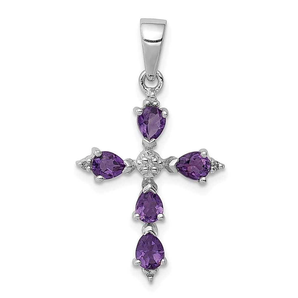 925 Sterling Silver Purple Amethyst Cross Pendant Necklace - February Birthstone Jewelry for Women, Religious Gift for Her - Perfect for Church, Baptism, Valentine's Day & Special Occasions