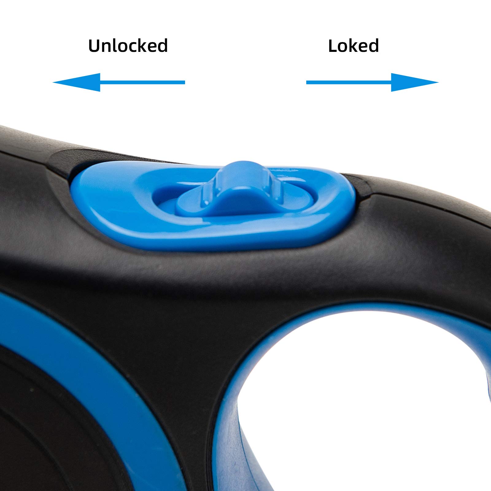 PINA Retractable Dog Leash - 10ft Strong Reflective Nylon Tape Leash for Small Dogs Up to 33lbs, 360° Tangle-Free Design with Anti-Slip Handle & One-Handed Brake Lock - Perfect for Walking, Jogging, and Nighttime Safety (Black/Blue)